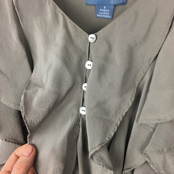 Silk Rufflefront Sleeveless Top - Picture 3 of 5